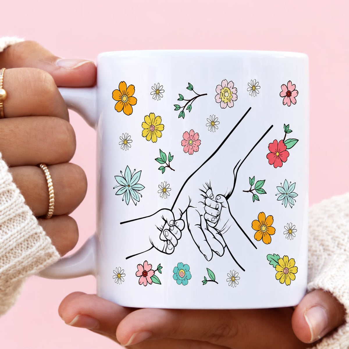 Floral 2 Hands Mugs